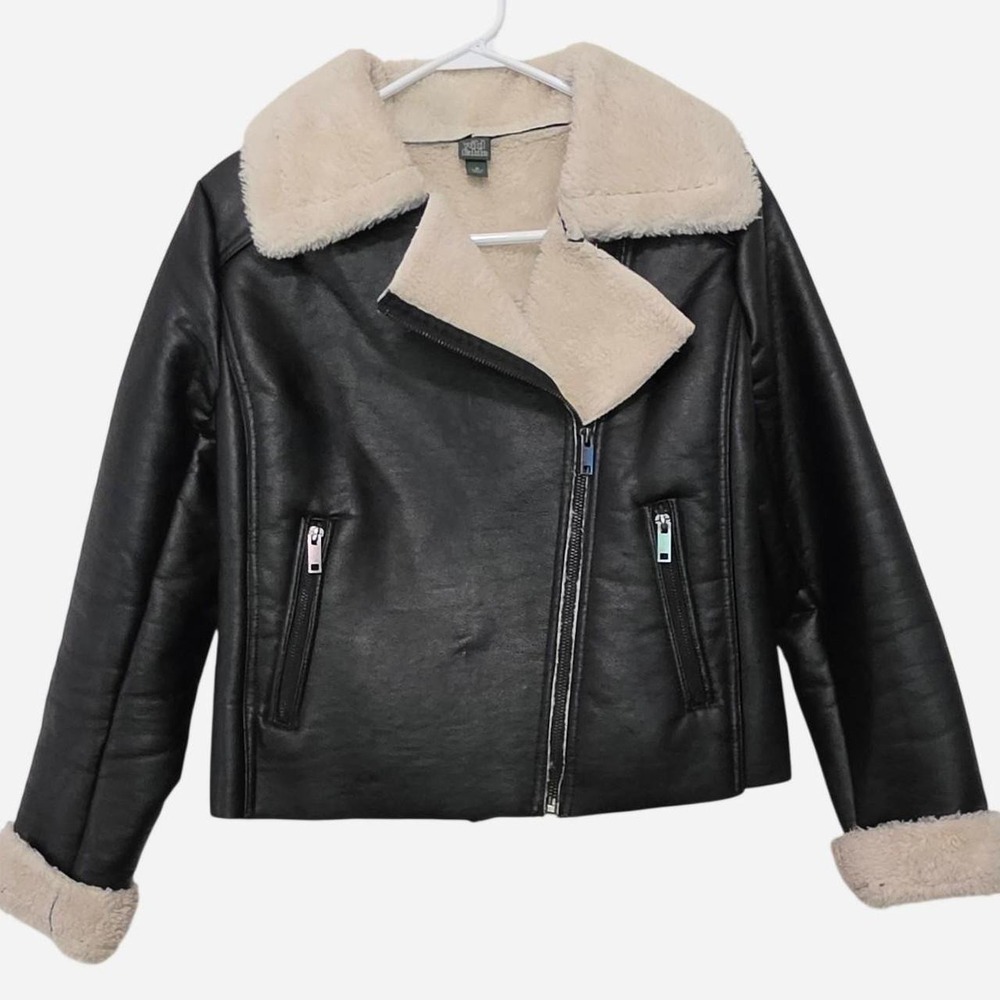 Wild Fable black faux leather aviator moto jacket